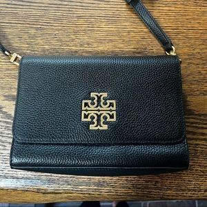 Tory Burch Britten Black and Gold crossbody handbag